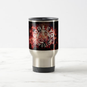 Resa kaffemuggen med CorleyQ "avfyrar" design Resemugg