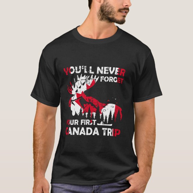 Resa Kanada Flagga Älg Kanada T Shirt (Framsida)