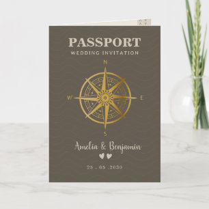 Resa kärlek Tema Pass Resemål Bröllop Inbjudan