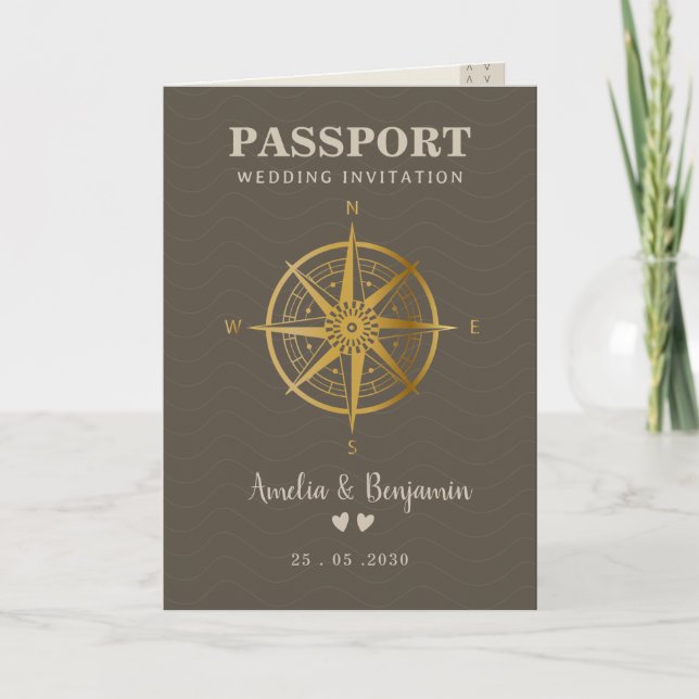 Resa kärlek Tema Pass Resemål Bröllop Inbjudan (Framsida)