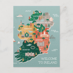 Resa Karta i Irland Landmärken och städer Vykort