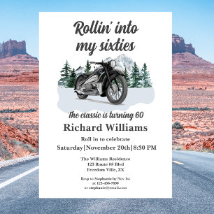Resa Klassisk Motorcykel Rullar 60-årsdag Inbjudningar