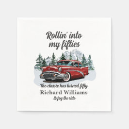 Resa Klassisk Retro Bil Rullar 50-årsdag Pappersservett