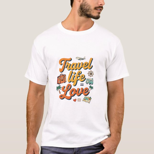 Resa Liv Kärlek Retro Resedesign T Shirt (Framsida)