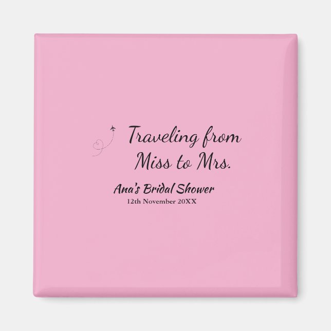 Resa med bröllopsfest med namn datum från fröken t magnet (Framsidan)