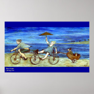 Resa med Tandem Bicycle med Hundar Skriv ut Poster