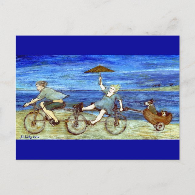 Resa med Tandem Bicycle Postcard Vykort (Framsida)