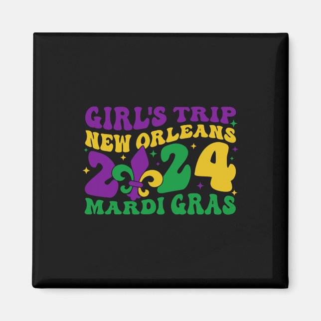 Resa New Orleans 2024 Mardi Gras Apparel Magnet (Framsidan)
