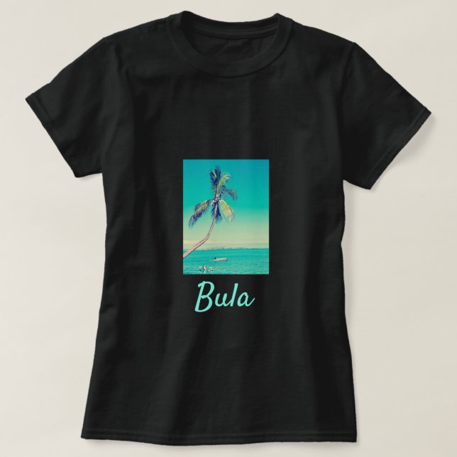 Resa på Fijiöarna Bula coconut handflatan träd T Shirt (Design framsida)