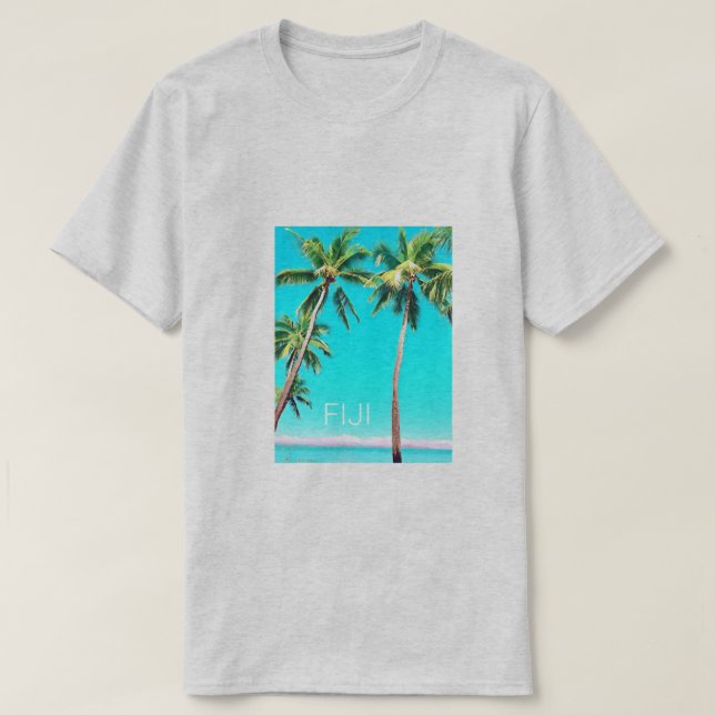 Resa på Fijiöarna (sommarkokokosnöt handflatan trä T Shirt (Design framsida)