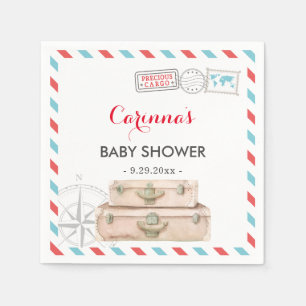 Resa papper för blått för baby showerborddekore pappersservett