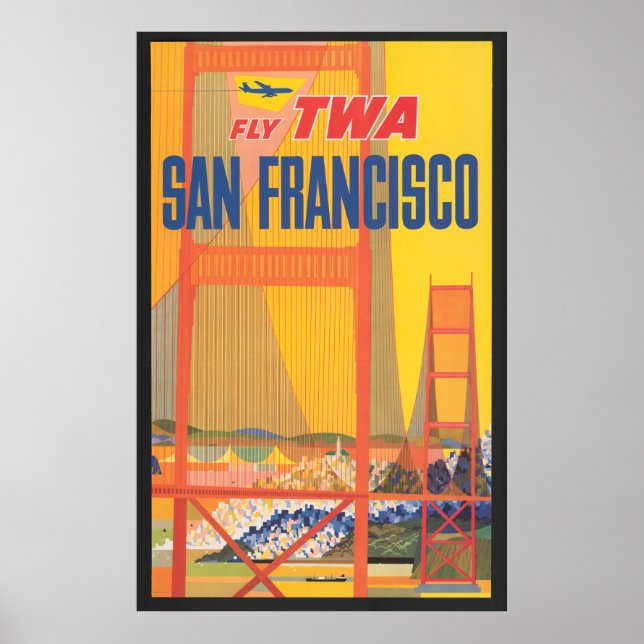 Resa poster för flygning mellan Twa och San Franci (Framsidan)