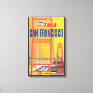 Resa poster för flygning mellan Twa och San Franci Canvastryck