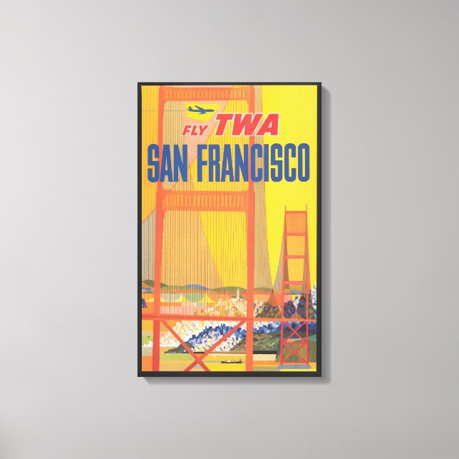 Resa poster för flygning mellan Twa och San Franci Canvastryck (Framsida)