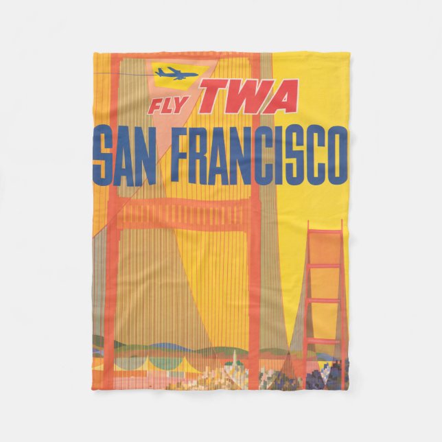 Resa poster för flygning mellan Twa och San Franci Fleecefilt (Framsidan)