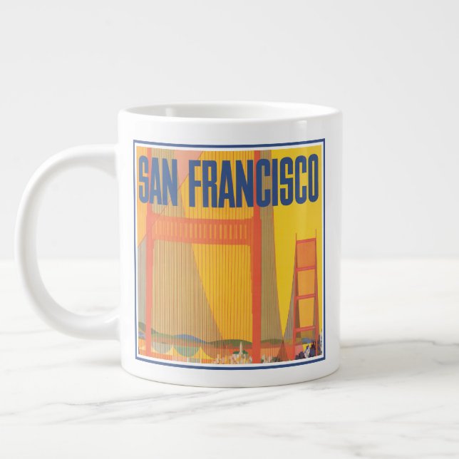 Resa poster för flygning mellan Twa och San Franci Jumbo Mugg (Vänster)