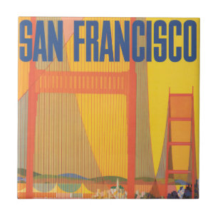 Resa poster för flygning mellan Twa och San Franci Kakelplatta