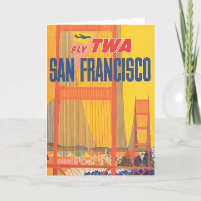 Resa poster för flygning mellan Twa och San Franci Kort (Framsida)