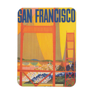 Resa poster för flygning mellan Twa och San Franci Magnet