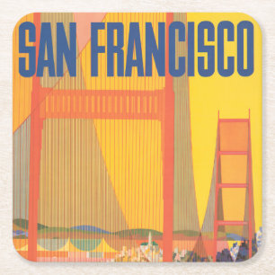 Resa poster för flygning mellan Twa och San Franci Underlägg Papper Kvadrat