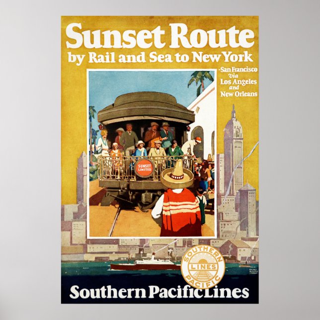 Resa poster for sunset route by Rail and Sea (Framsidan)