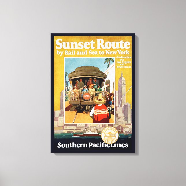 Resa poster for sunset route by Rail and Sea Canvastryck (Framsida)