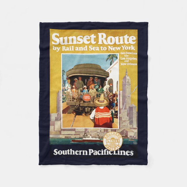 Resa poster for sunset route by Rail and Sea Fleecefilt (Framsidan)