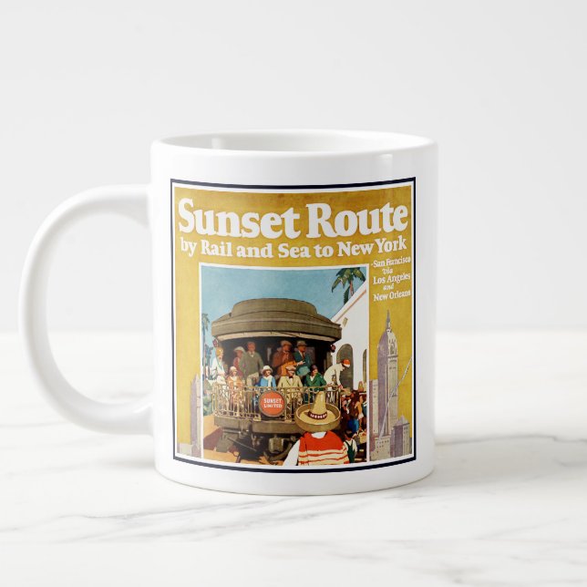Resa poster for sunset route by Rail and Sea Jumbo Mugg (Vänster)