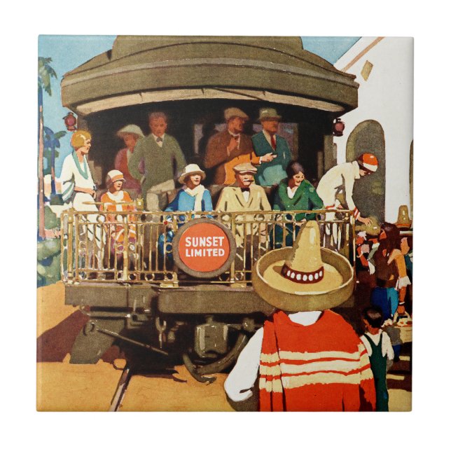 Resa poster for sunset route by Rail and Sea Kakelplatta (Framsidan)