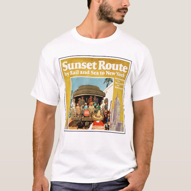 Resa poster for sunset route by Rail and Sea T Shirt (Framsida)
