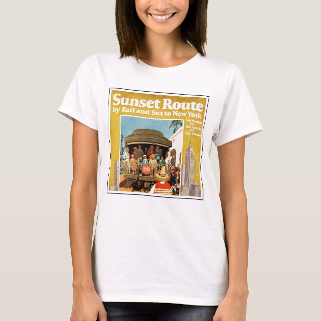 Resa poster for sunset route by Rail and Sea T Shirt (Framsida)