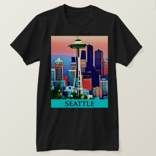 Resa Poster från Seattle under Dawn Himlar T Shirt