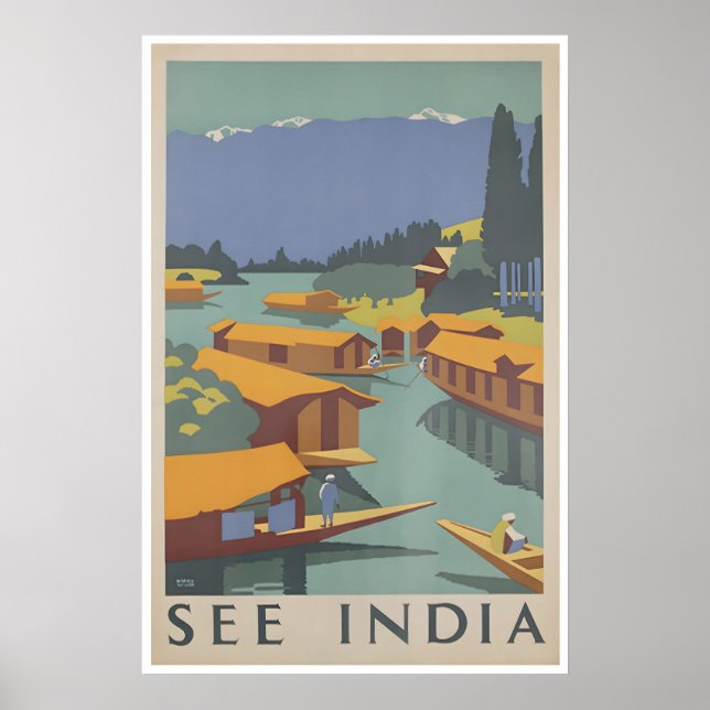 Resa Poster Indien Konsttryck Retro (Framsidan)