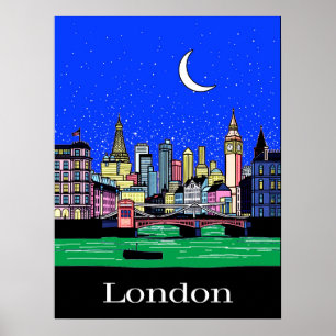 Resa Poster of London under Night Himmel