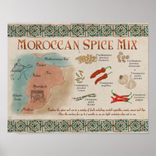 Resa receptaffischen: Marockansk kryddablandning Poster