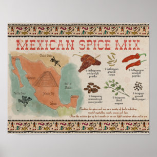 Resa receptaffischen: Mexicansk kryddablandning Poster
