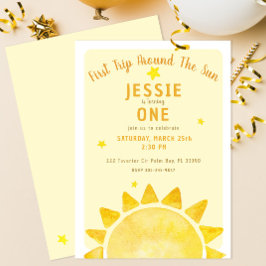 Resa runt Sol 1:a födelsedag Inbjudan Gulten