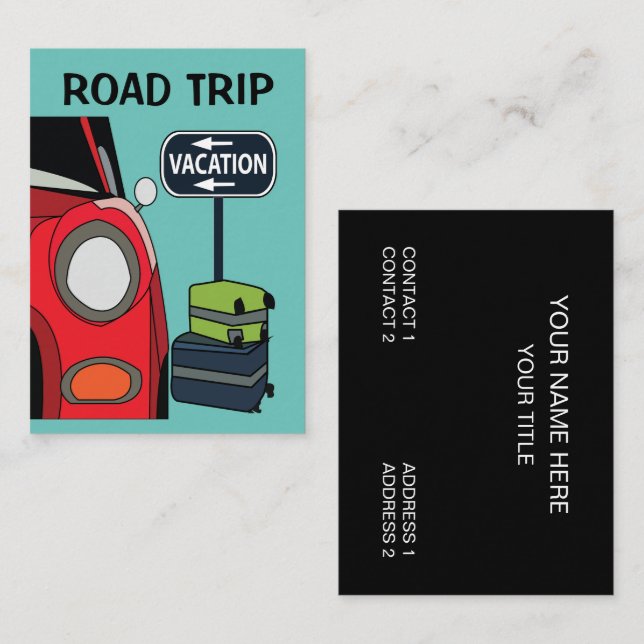 Resa Semester Road Trip Visitkort (Fram/baksida)