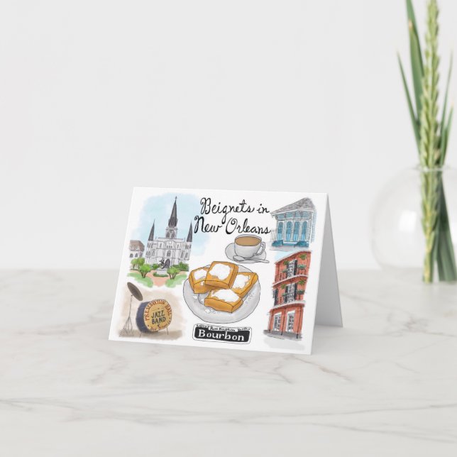Resa skissar Notecard: Beignets i New Orleans Kort (Framsida)