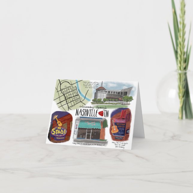 Resa skissar Notecard som Strumming till och med Kort (Framsida)