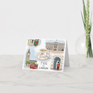 Resa skissar Notecard: Tea i London, England Kort