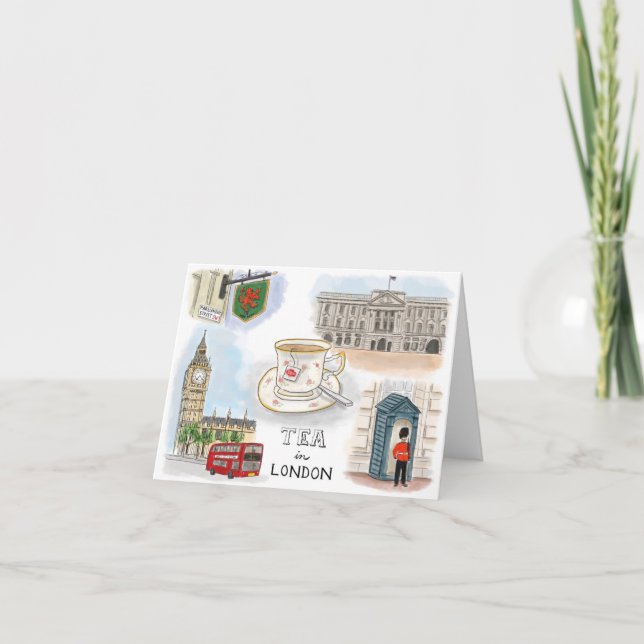 Resa skissar Notecard: Tea i London, England Kort (Framsida)