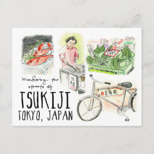 Resa skissar vykortet: Irra Tsukiji Tokyo Vykort