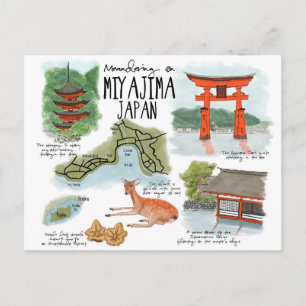 Resa skissar vykortet: Slingra på Miyajima Vykort