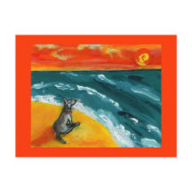 Resa & Solnedgång med Hund Postkort