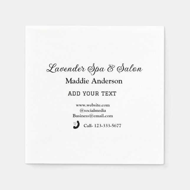 Resa spa salon gästinformationssemeststrand pappersservett (Framsidan)