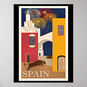 Resa Spanien, vintage resor poster