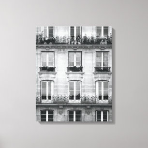 Resa svartvit vintagebyggnad i Paris Canvastryck