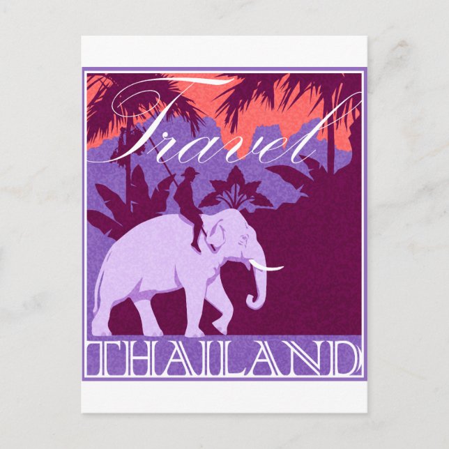 Resa Thailand, vit elefant Vykort (Framsida)