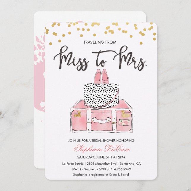 Resa Thated Blommigt Inbjudningskort för möhippan (Fram/baksida)